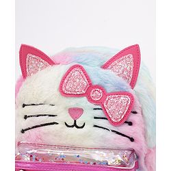 Babyhug Fashion Backpack With Kitty Face Design & Bow - Mulitcolor