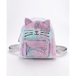 Babyhug Fashion Backpack With Kitty Face Design & Bow - Mulitcolor