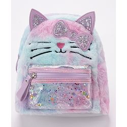 Babyhug Fashion Backpack With Kitty Face Design & Bow - Mulitcolor