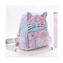 Babyhug Fashion Backpack With Kitty Face Design & Bow - Mulitcolor