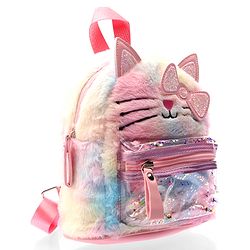 Babyhug Fashion Backpack With Kitty Face Design & Bow - Mulitcolor