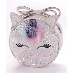 Babyhug Sling Bag Unicorn Print- Silver