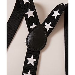 Babyhug Free Size Stars Printed Bow and Suspender Set - Black