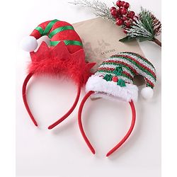 Babyhug Free Size Hair Bands With Christmas Hat Design Pack of 2- Red