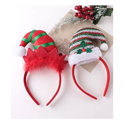 Babyhug Free Size Hair Bands With Christmas Hat Design Pack of 2- Red