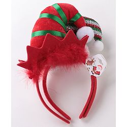 Babyhug Free Size Hair Bands With Christmas Hat Design Pack of 2- Red