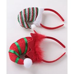 Babyhug Free Size Hair Bands With Christmas Hat Design Pack of 2- Red