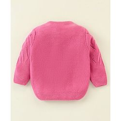 Babyhug Full Sleeves Sweater With Cable Knit Design - Fushia