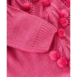 Babyhug Full Sleeves Sweater With Cable Knit Design - Fushia