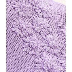 Babyhug Full Sleeves Sweater With Cable Knit Floral Design - Purple