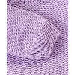 Babyhug Full Sleeves Sweater With Cable Knit Floral Design - Purple