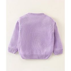 Babyhug Full Sleeves Sweater With Cable Knit Floral Design - Purple