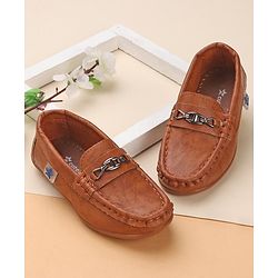 Cute Walk by Babyhug Slip On Solid Formal & Partywear Shoes with Chain Applique - Brown