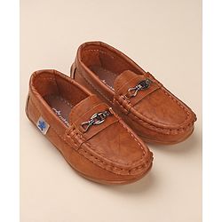 Cute Walk by Babyhug Slip On Solid Formal & Partywear Shoes with Chain Applique - Brown