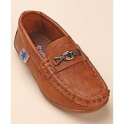 Cute Walk by Babyhug Slip On Solid Formal & Partywear Shoes with Chain Applique - Brown