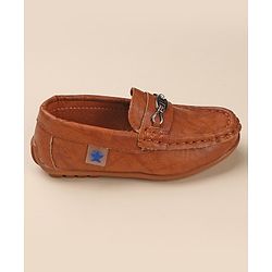 Cute Walk by Babyhug Slip On Solid Formal & Partywear Shoes with Chain Applique - Brown
