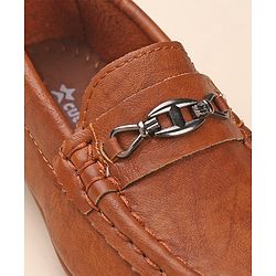 Cute Walk by Babyhug Slip On Solid Formal & Partywear Shoes with Chain Applique - Brown