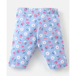 Babyhug Cotton Lycra Three Fourth Leggings Checks & Floral Print Pack Of 3- Pink & Blue