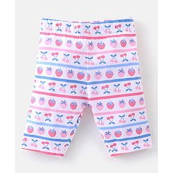 Babyhug Cotton Lycra Three Fourth Leggings Checks & Floral Print Pack Of 3- Pink & Blue