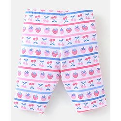 Babyhug Cotton Lycra Three Fourth Leggings Checks & Floral Print Pack Of 3- Pink & Blue