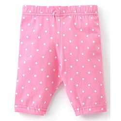 Babyhug Cotton Single Jersey Knit Capri Length Leggings Floral Print Pack of 3 - Green Pink & Yellow