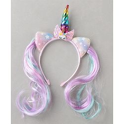 Babyhug Hair Band With Extensions With Unicorn Applique - Muliticolor