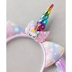 Babyhug Hair Band With Extensions With Unicorn Applique - Muliticolor