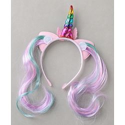 Babyhug Hair Band With Extensions With Unicorn Applique - Muliticolor