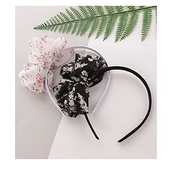 Babyhug Free Size Hair Bands with Bow Applique Pack of 2 -Black & White