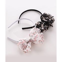 Babyhug Free Size Hair Bands with Bow Applique Pack of 2 -Black & White