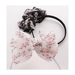 Babyhug Free Size Hair Bands with Bow Applique Pack of 2 -Black & White