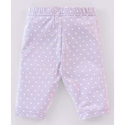 Babyhug Cotton Three Fourth Lycra Leggings Dot & Butterfly Print Pack of 3- Purple White & Yellow