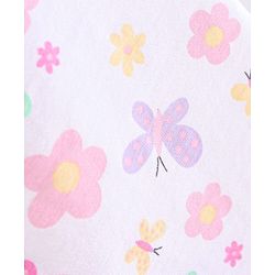 Babyhug Cotton Three Fourth Lycra Leggings Dot & Butterfly Print Pack of 3- Purple White & Yellow