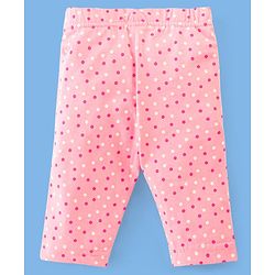 Babyhug Single Jersey Three Fourth Length Leggings Solid & Floral Print Pack Of 3 - Pink Blue & Green
