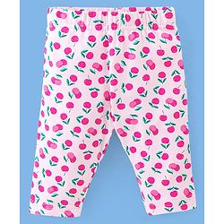 Babyhug Cotton Three Fourth Lycra Leggings Floral & Butterfly Print Pack of 3- Pink Green & White