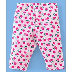 Babyhug Cotton Three Fourth Lycra Leggings Floral & Butterfly Print Pack of 3- Pink Green & White