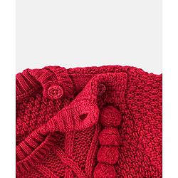 Babyhug Knit Full Sleeves Sweater Cable Knit Design - Red