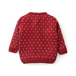 Babyhug Knit Full Sleeves Sweater Set Diamond Design - Red