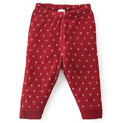 Babyhug Knit Full Sleeves Sweater Set Diamond Design - Red