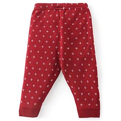 Babyhug Knit Full Sleeves Sweater Set Diamond Design - Red