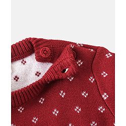 Babyhug Knit Full Sleeves Sweater Set Diamond Design - Red