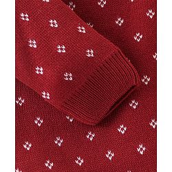 Babyhug Knit Full Sleeves Sweater Set Diamond Design - Red
