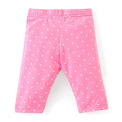 Babyhug Cotton Lycra Three Fourth Length Leggings Solid & Floral Print Pack Of 3 - Pink Orange & Purple