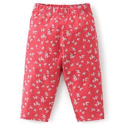Babyhug Cotton Three Fourth Lycra Leggings Floral Print Pack of 3 - Pink Red & Blue