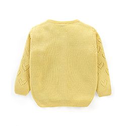 Babyhug Knit Full Sleeves Heart Design Sweater Set with Cap - Yellow