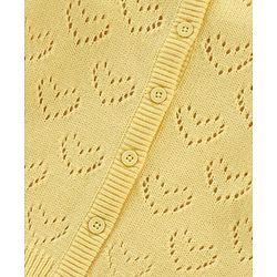 Babyhug Knit Full Sleeves Heart Design Sweater Set with Cap - Yellow