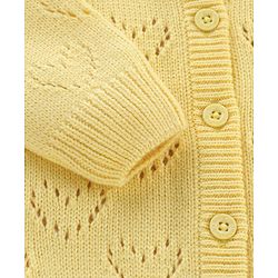 Babyhug Knit Full Sleeves Heart Design Sweater Set with Cap - Yellow