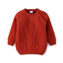 Babyhug Knit Full Sleeves Pullover Sweater With Cable Knit Design - Red