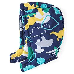 Babyhug Woven Full Sleeves Hooded Jacket Dino Print - Blue