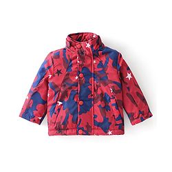 Babyhug Full Sleeves Jacket With Detachable Hood Camouflage Print - Red